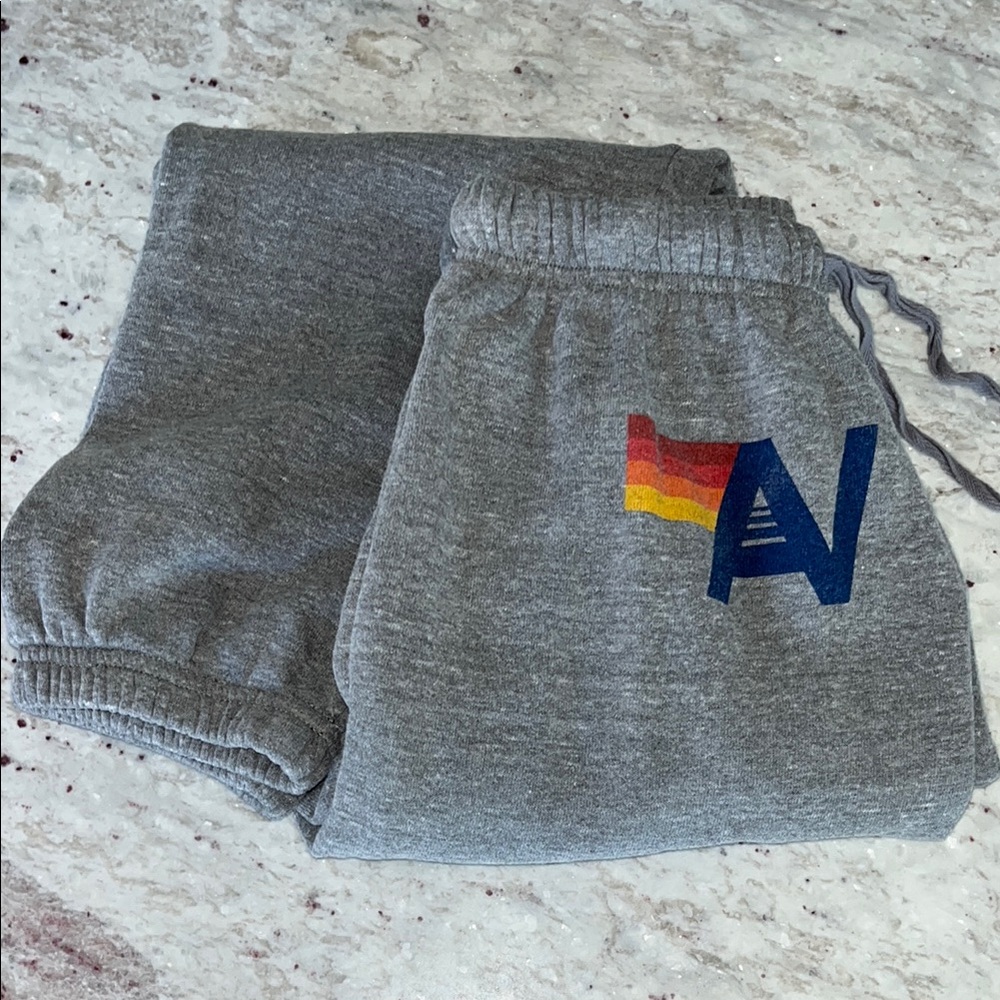 Aviator Nation Gray Sweatpants with Multicolor Logo